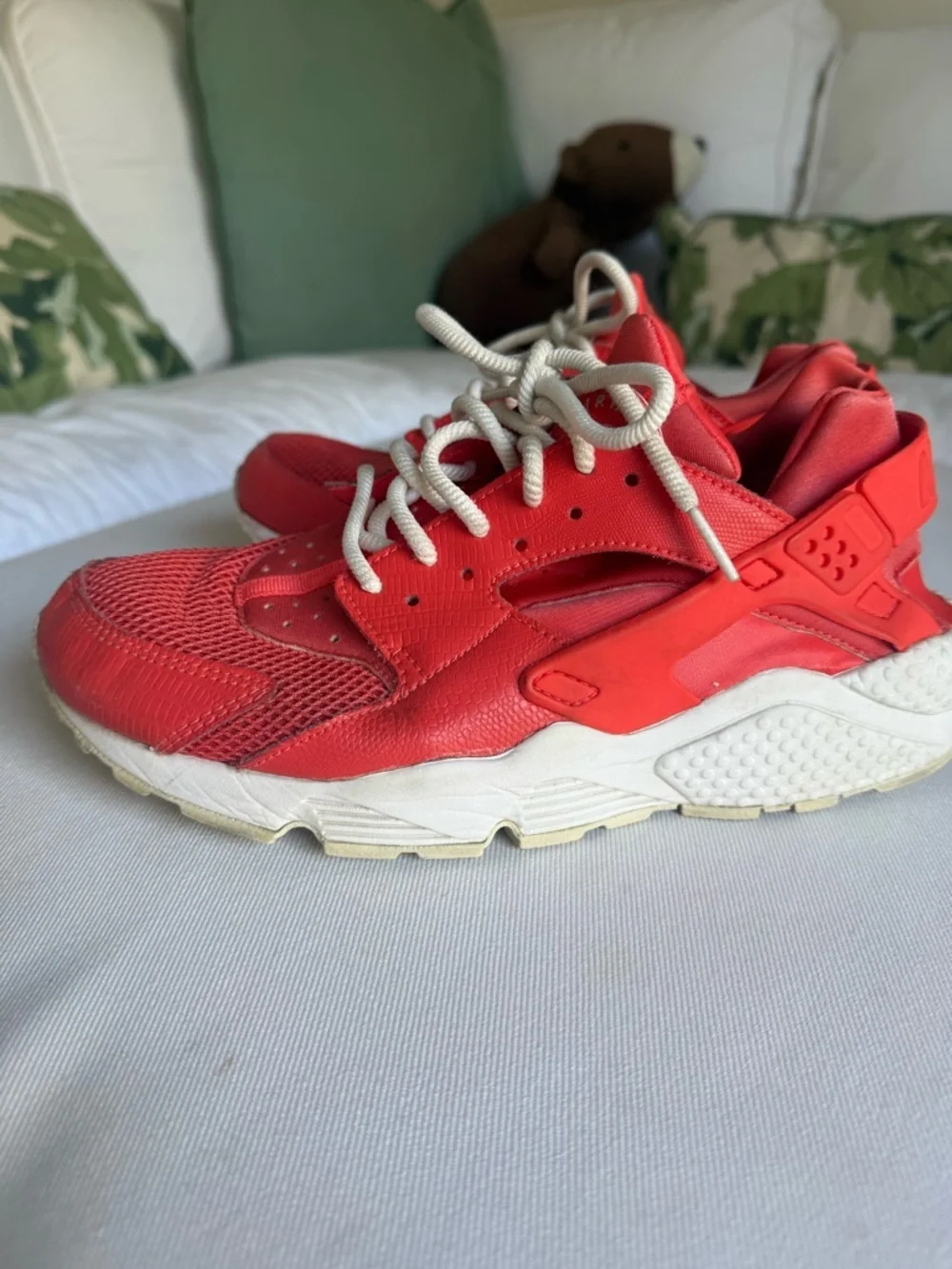 Nike Red Lace-Up Running Shoe with White Accents